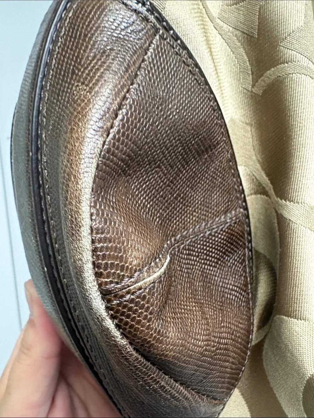 Coach Tan and Brown Signature Shoulder Bag